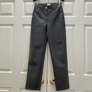 Aritzia Wilfred "The Melina" Pant Vegan Faux Leather Straight Charcoal Gray 2